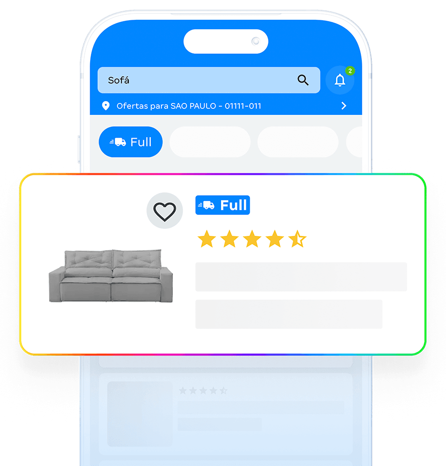 App do Magalu com sofá selecionado
